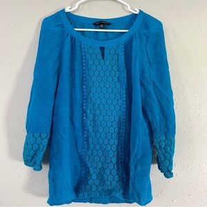 🦋 Zac & Rachel Blue Mid Sleeve Blouse Casual Summer Lightweight Medium
